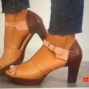 Chunky block heel sandals, open toe, ankle straps, brand new, never worn.